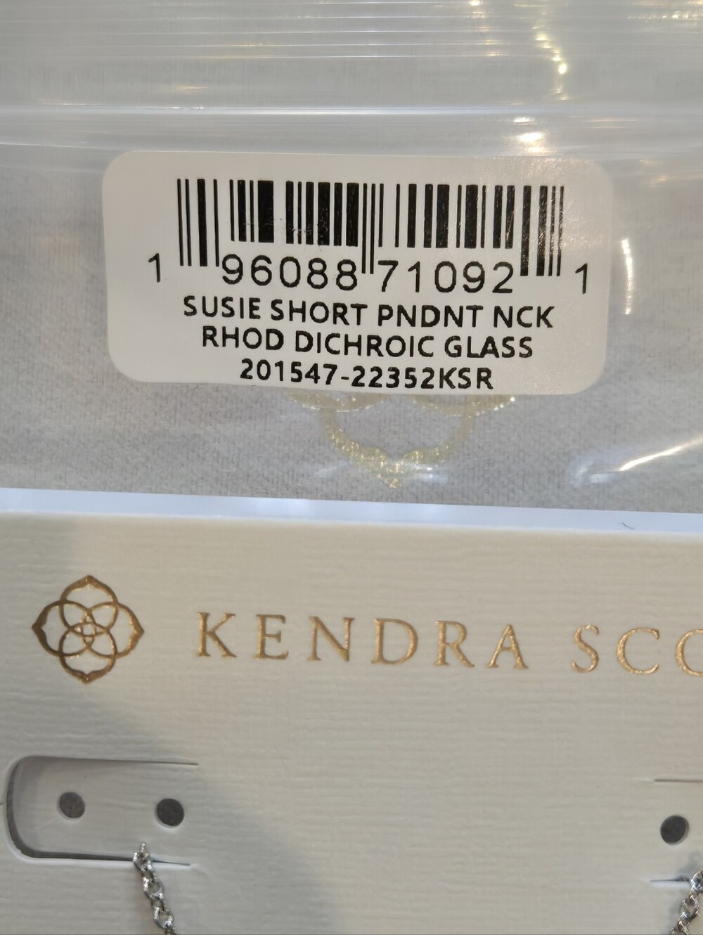 NWT Kendra Scott Susie Short Pendant Necklace Rhodium Dichroic Glass - Picture 5 of 10
